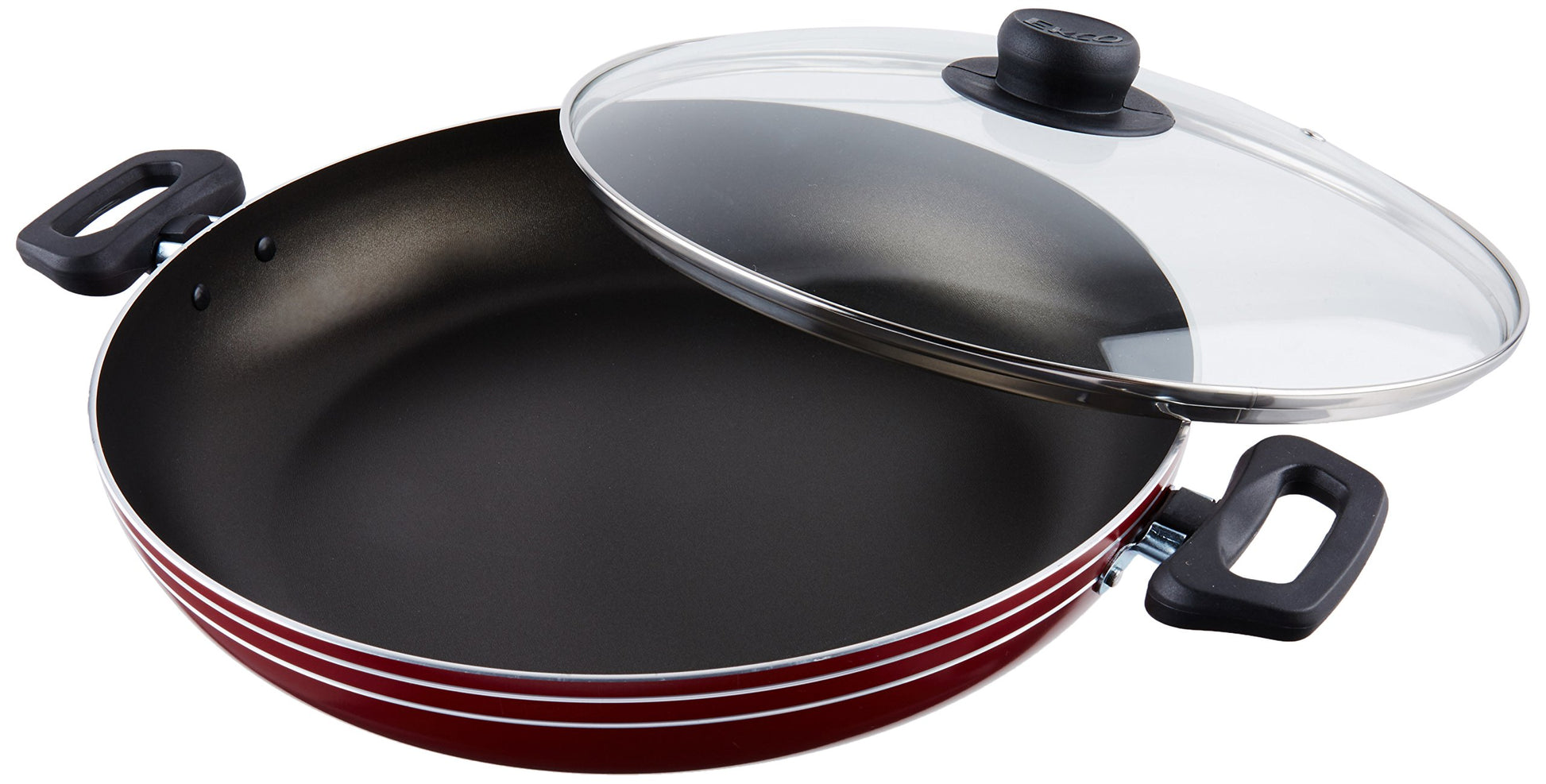 Arrocera Ekco Rojo con Tapa de Vidrio 30Cm