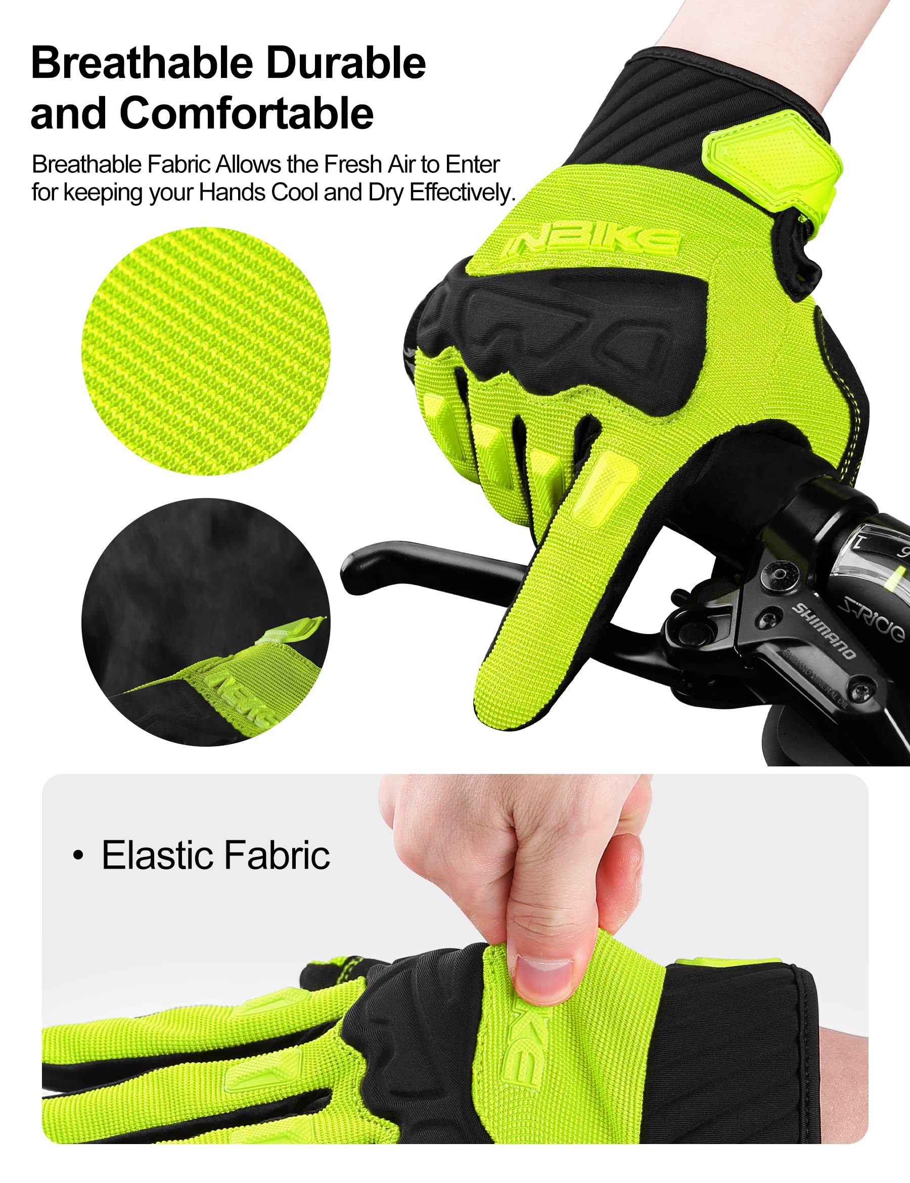 INBIKE - Guantes de bicicleta de montaña para hombre, protectores de nudillos, acolchados para hombre, transpirables, para MTB, motocross, carreras, Dirtbike