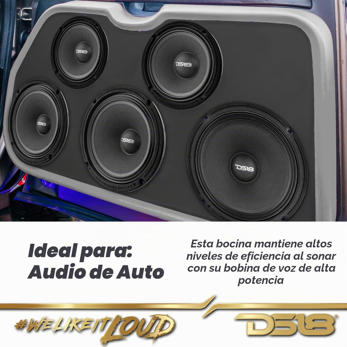 Altavoz 8 Pulgadas DS18 Edición Especial 10 Aniversario Rojo para Sistema de Sonido Estéreo de Coche o Camión