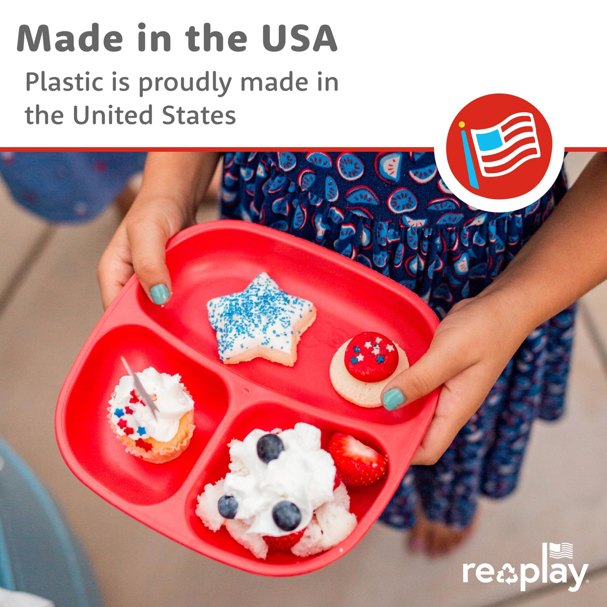 Re-Play - Platos para niños pequeños con divisores, 3 compartimentos divididos de paredes profundas para niños, aptos para lavaplatos y microondas, fabricado en Estados Unidos, juego de 3, Bubble Pop
