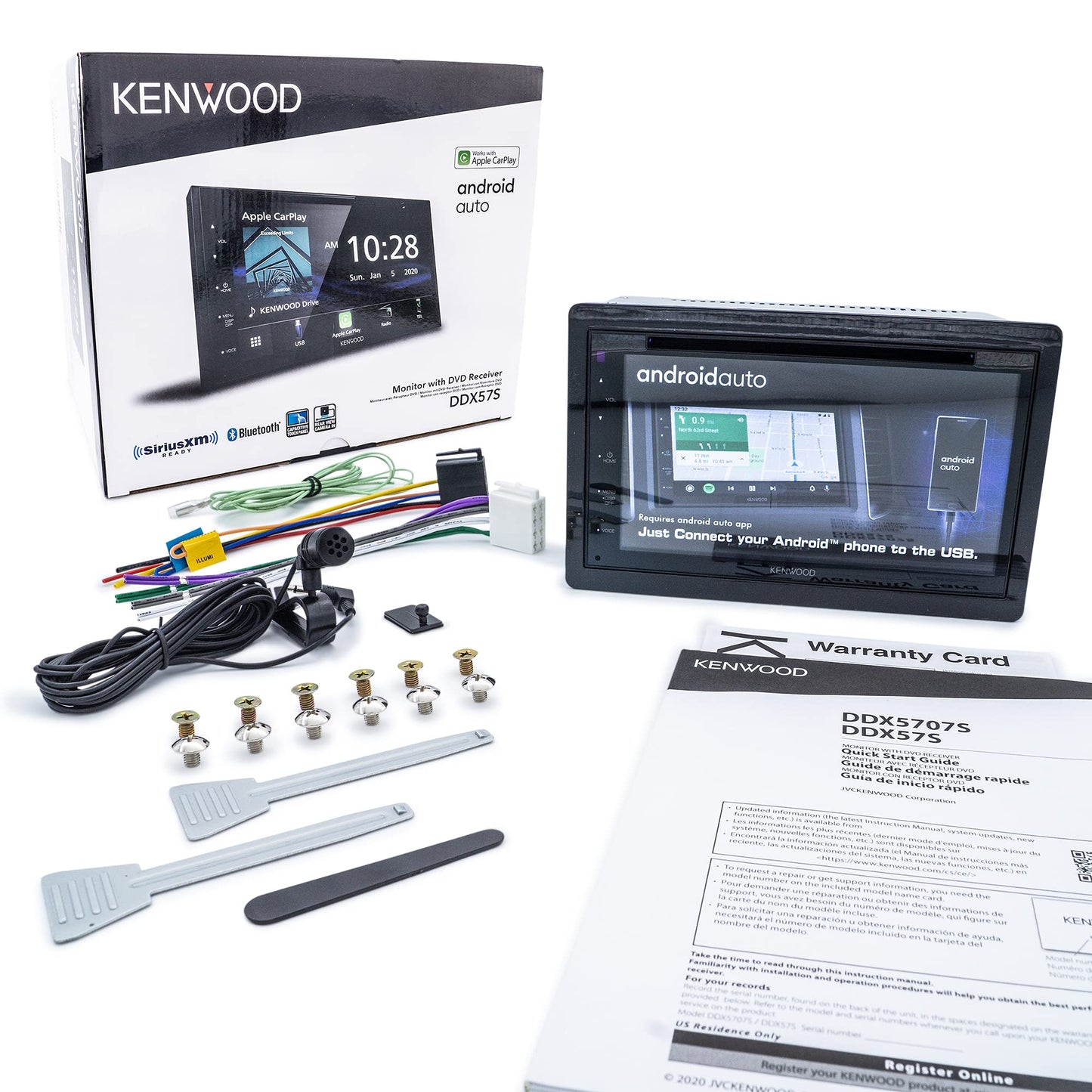 KENWOOD DDX5707S Estéreo de DVD de doble din, con Apple Carplay y Android Auto, visualización táctil de 6.8 pulgadas, Bluetooth, entrada de cámara de respaldo, salida de subwoofer