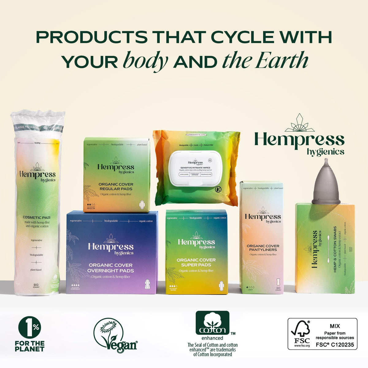 Discos De Algodón Orgánico Hempress Hygienics Veganos para El Rostro