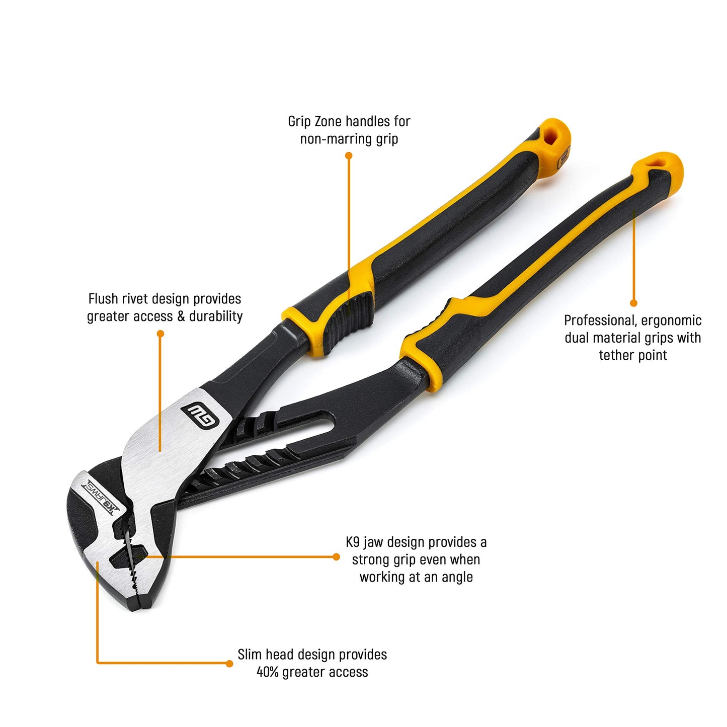 GEARWRENCH Pitbull K9 - Alicates de lengüeta y ranura de doble material de 8 pulgadas, 82169C
