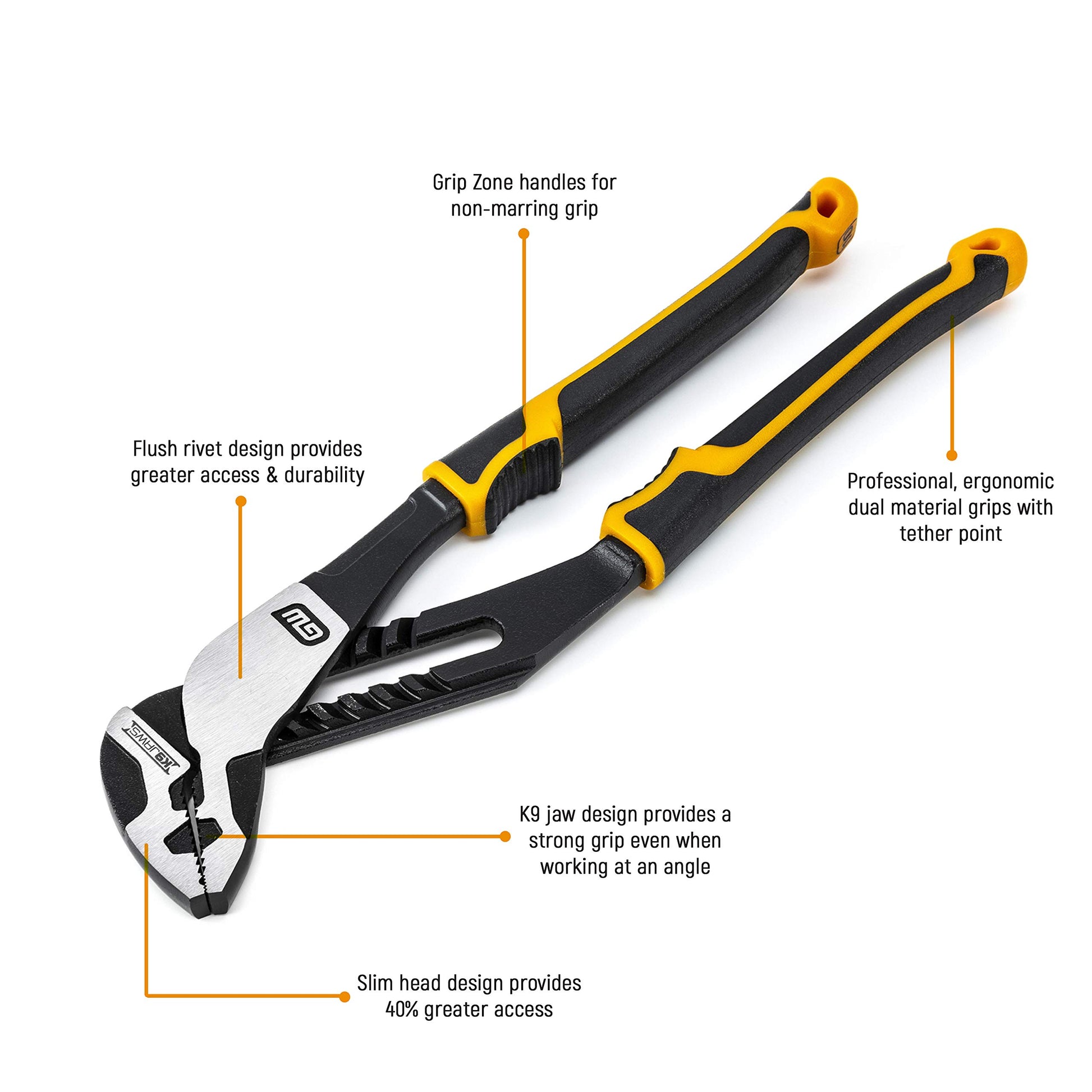 GEARWRENCH Pitbull K9 - Alicates de lengüeta y ranura de doble material de 8 pulgadas, 82169C