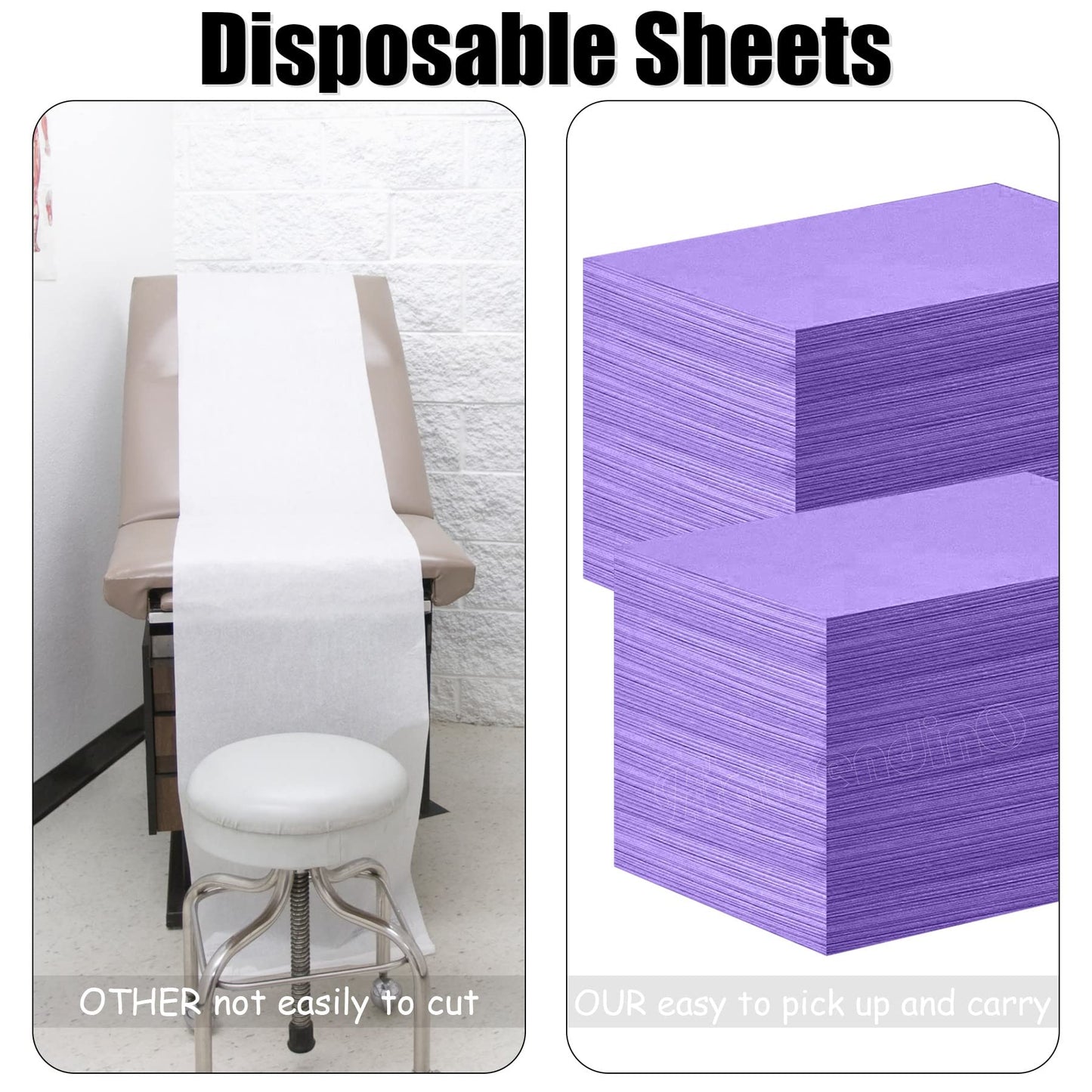 Framendino , Sábanas Desechables para Mesa De Masaje, Tela No Tejida Impermeable, Cubierta De Cama Transpirable para Silla De Salón, Camas De Pestañas para Hotel, 31 "X70 Paquete De 50 Púrpura