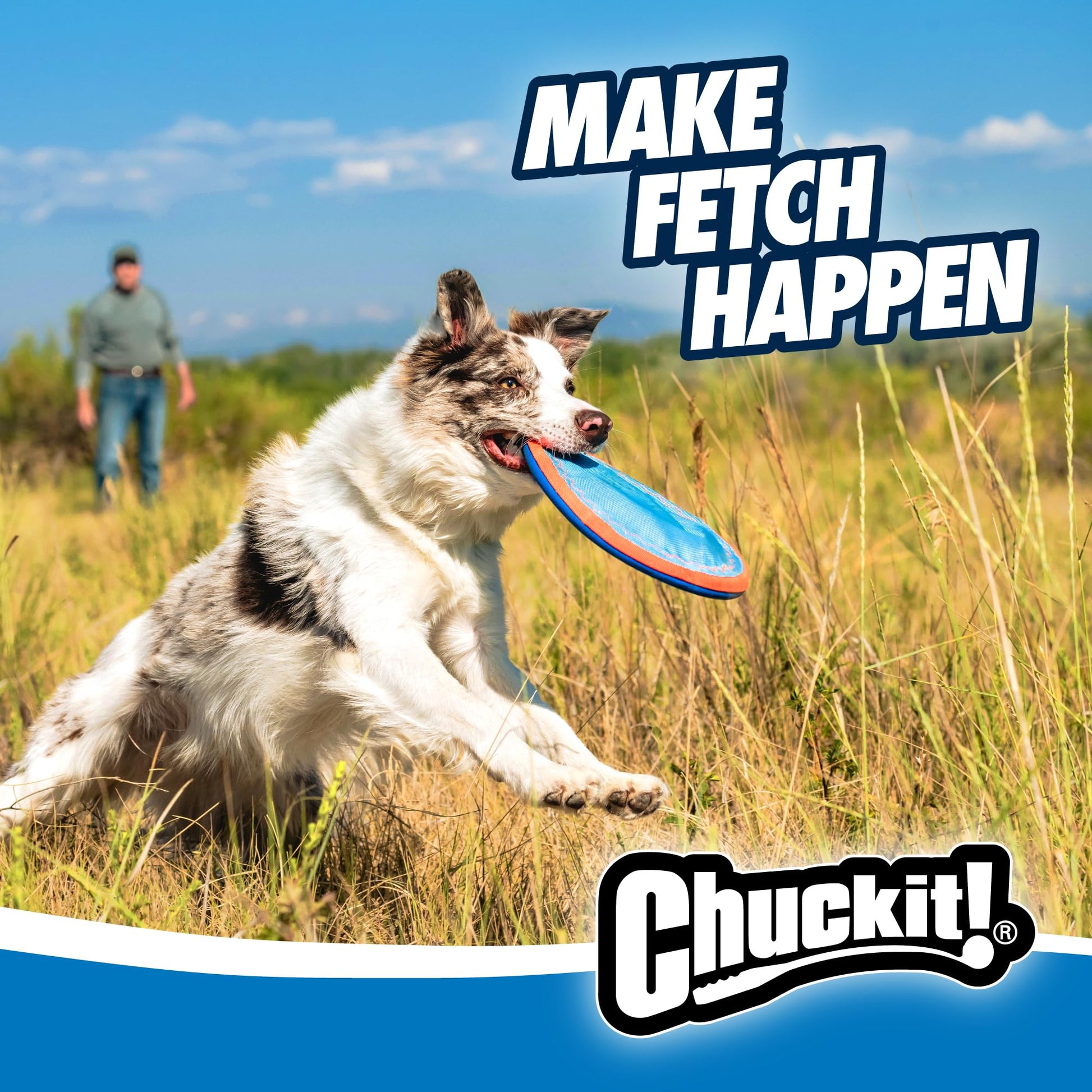 Chuckit! Paraflight Flyer - Juguete de Frisbee para Perro Flota en el Agua; Suave con los Dientes y Las encías del Perro; Brilla en la Oscuridad; Grande