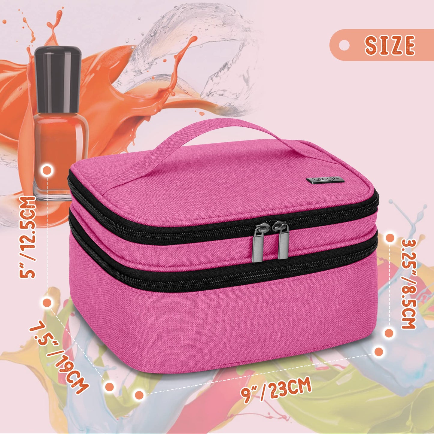 (Version 2: Hold 30 Bottles(15ml), Pink) - Luxja Nail Polish Carrying Case - Holds 30 Bottles (15ml - 0.5 fl.oz), Double-layer Organiser for Nail Polish and Manicure Set, Pink