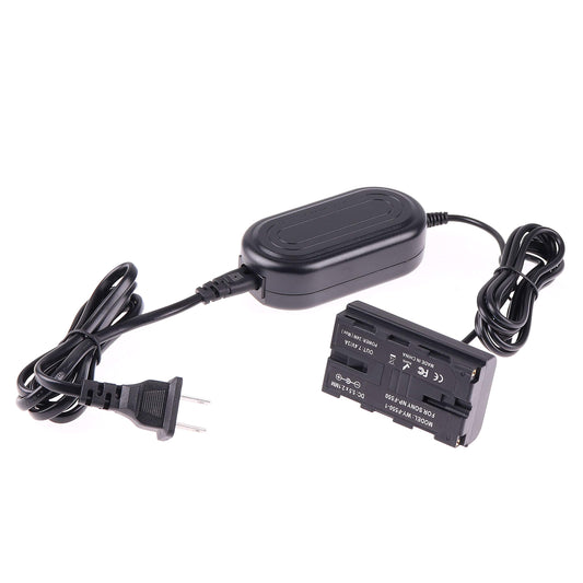 foto4easy Foto4easy Adaptador de corriente alterna con batería simulada NP-F DC upler para Sony NP-F970 NP-F960 NP-F770 NP-F750 NP-F550 para monitor de cámara de luz LED de vídeo, negro