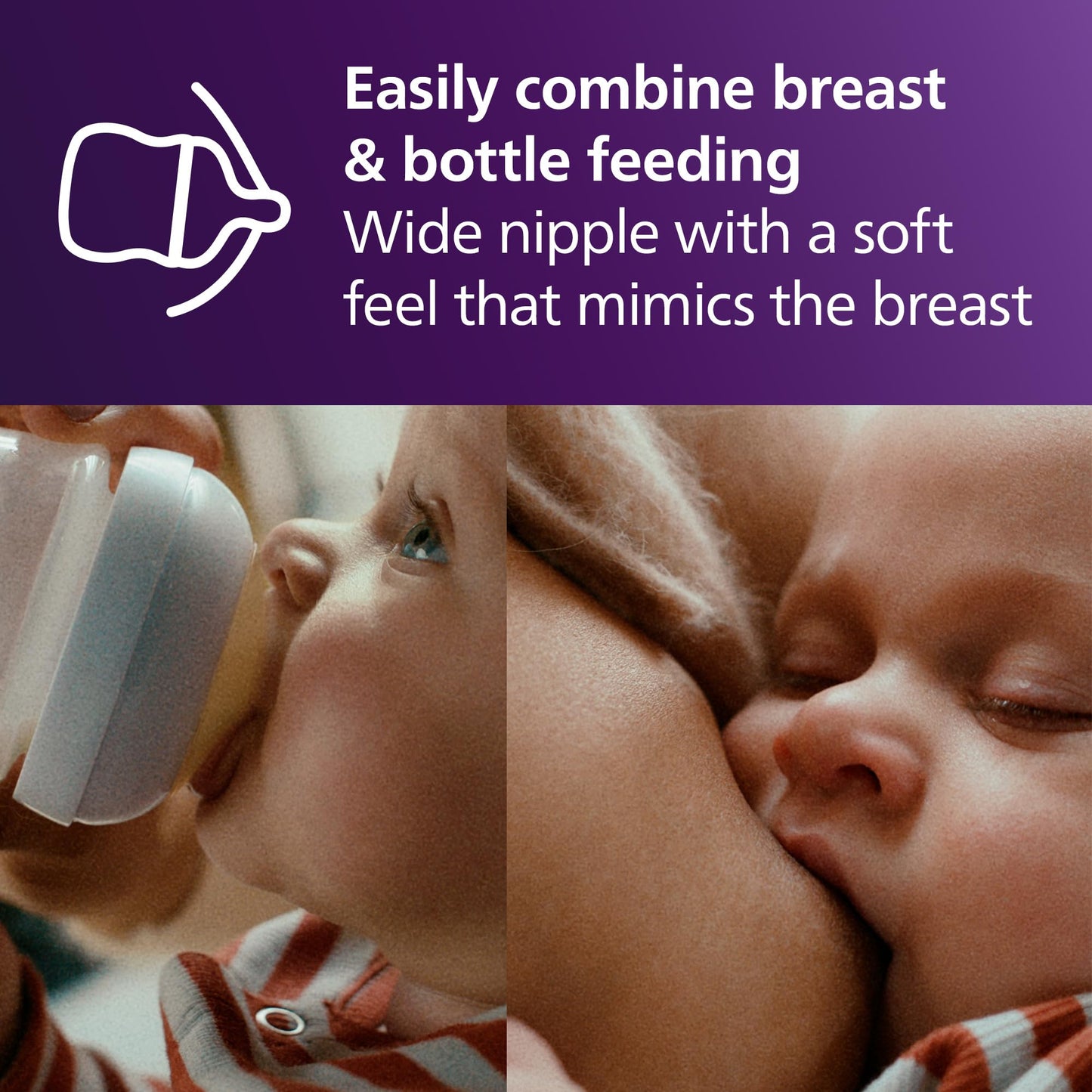 Philips Avent Avent - Paquete de 3 biberones Natural Baby Bistec con Tetina Natural Response, Transparente, 120 ml (4 oz)