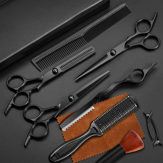 Juego de tijeras profesionales de corte de pelo, suministros de peluquería de acero inoxidable que incluyen tijeras rectas, tijeras de adelgazamiento y cuchillo de adelgazamiento de pelo, herramientas multifuncionales de salón y regalos para amigos y fami