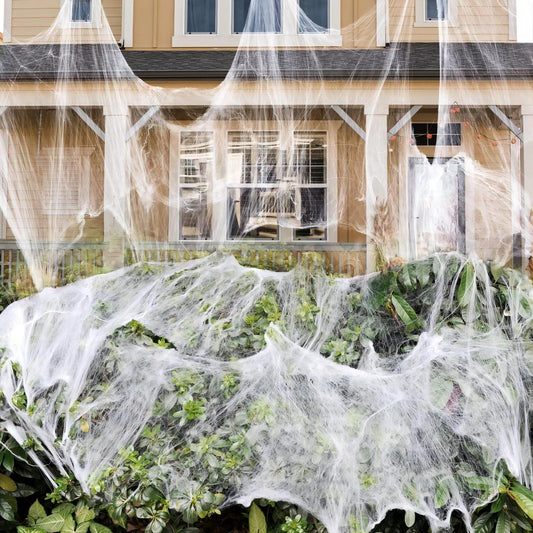 80sqm Spider Webs Halloween Decorations Bonus with 30 Fake Spiders, Super Stretch Cobwebs for Halloween Indoor and Outdoor Party Supplies