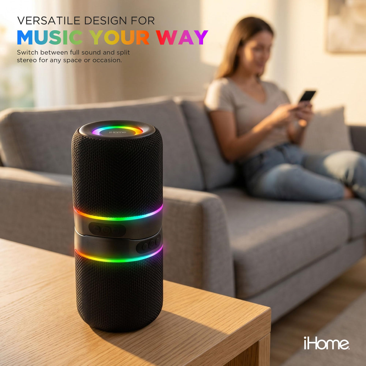 Altavoz Bluetooth Inalámbrico iHome RGB con Luces Portátil