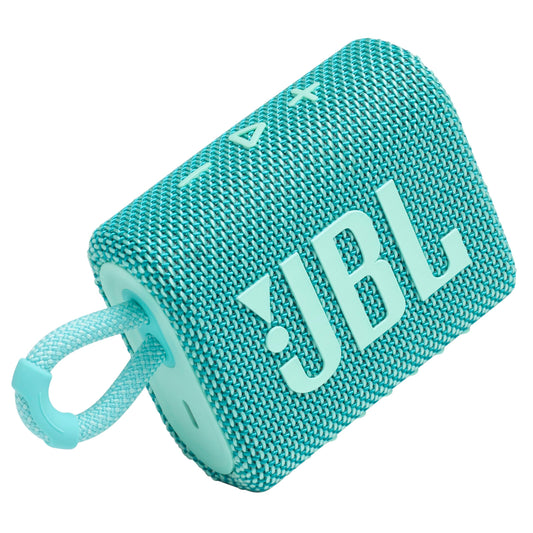 JBL Go 3, Bocina Portátil Bluetooth, 4.2 W de Potencia, Reproducción 5 Horas, Resistente al Agua y al Polvo IP67 - Azul Turquesa