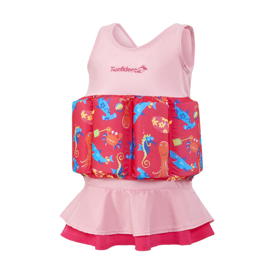 Konfidence Floatsuit (Pink Sea Friends, 1-2 Años)