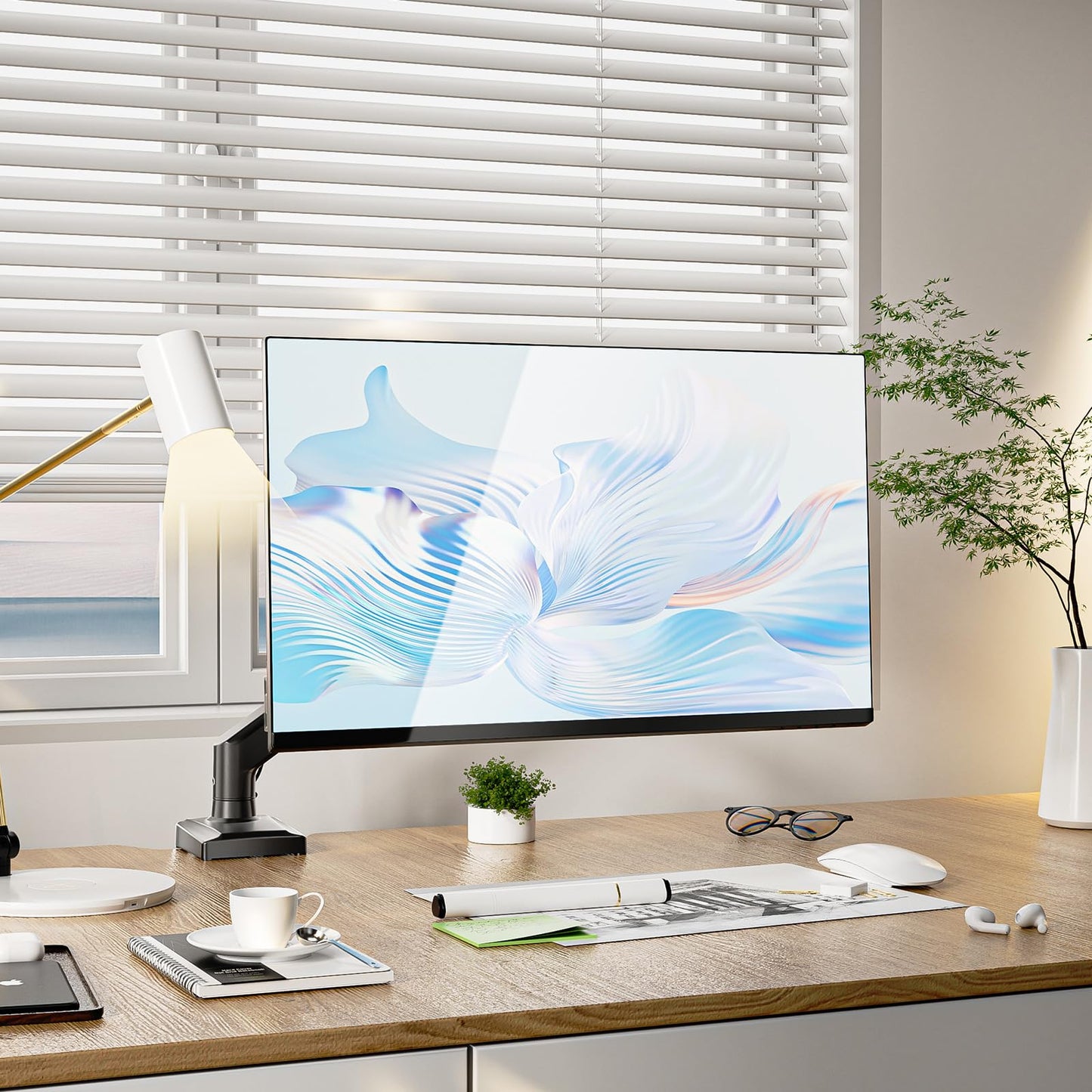 Soporte de Monitor WALI Negro con Brazo Ergonómico Ajustable para 17 a 34 Pulgadas