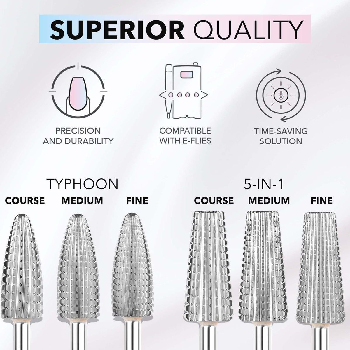 KIARA SKY Clavos Profesionales Brocas Universales de Acero Inoxidable para Taladro de Uñas E-File (Broca Mediana de Barril Grande (Plata))