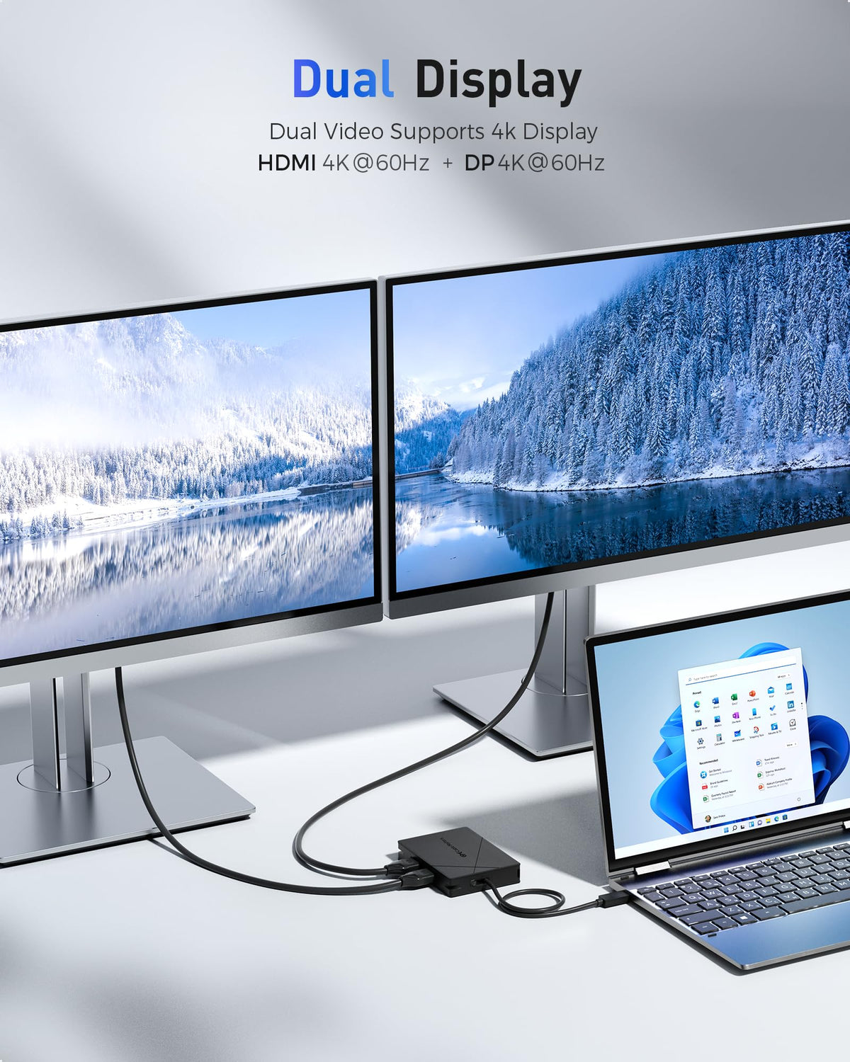 Hub USB 4 Portátil Cable Matters Azul 7 en 1 de 40 Gbps con Pantallas Dual 4K para Microsoft Surface