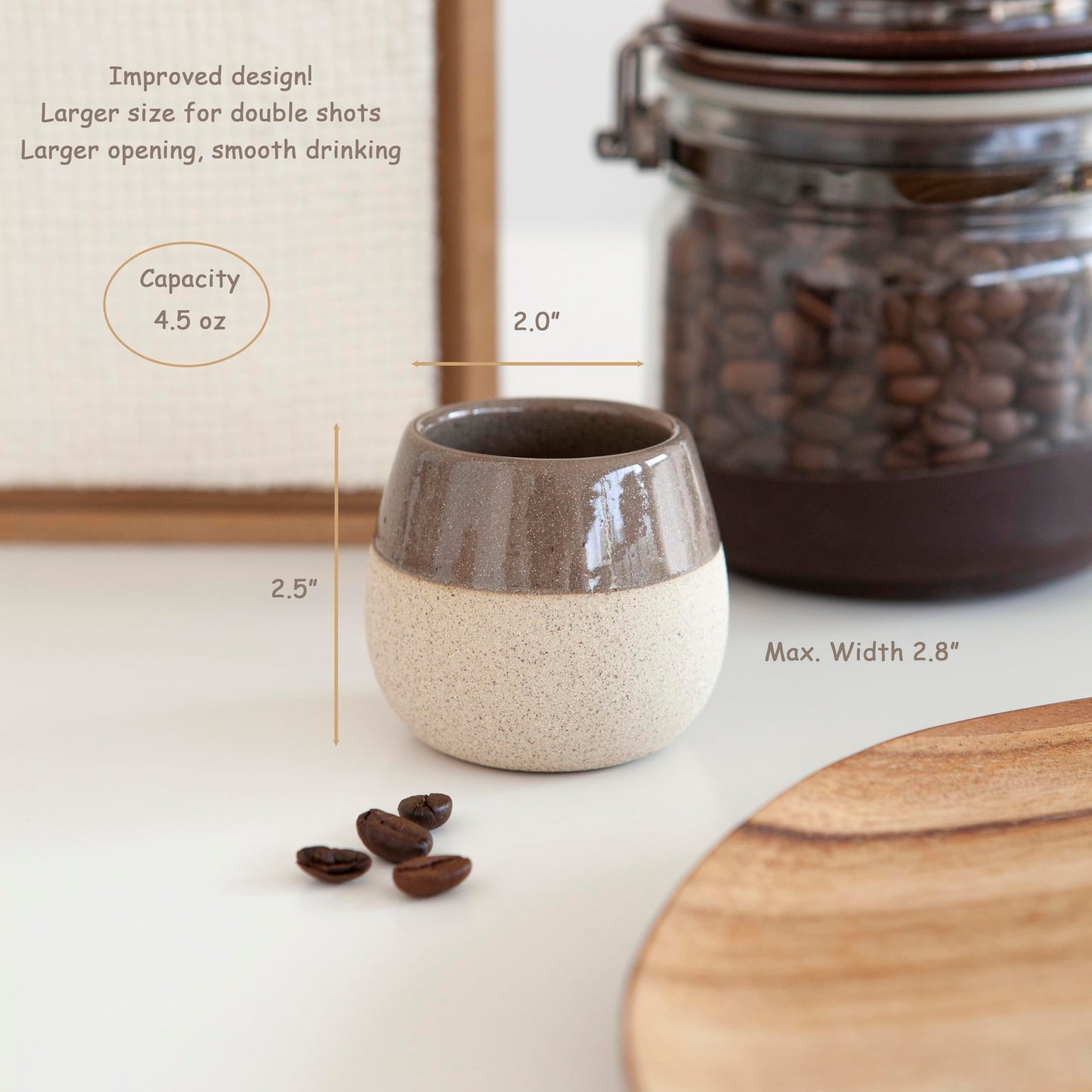 Amarcado Juego de Tazas de Café Expreso de Cerámica - 4 Unidades de 2.8 Onzas - Para Nespresso - Vasos y Accesorios de Café