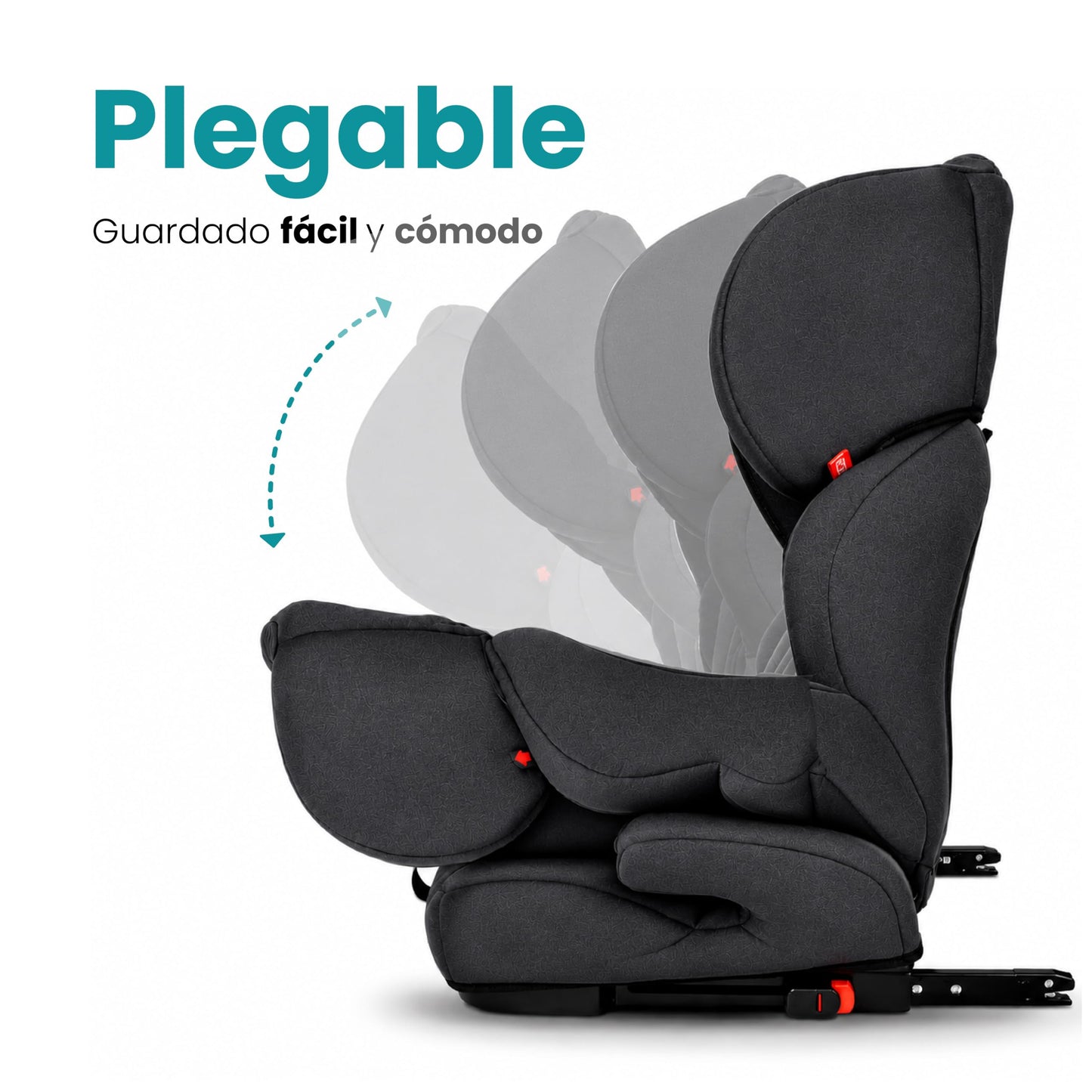 Amulay Autoasiento Booster ISOFIX Grupo 1-2-3, Convertible, Negro y Gris