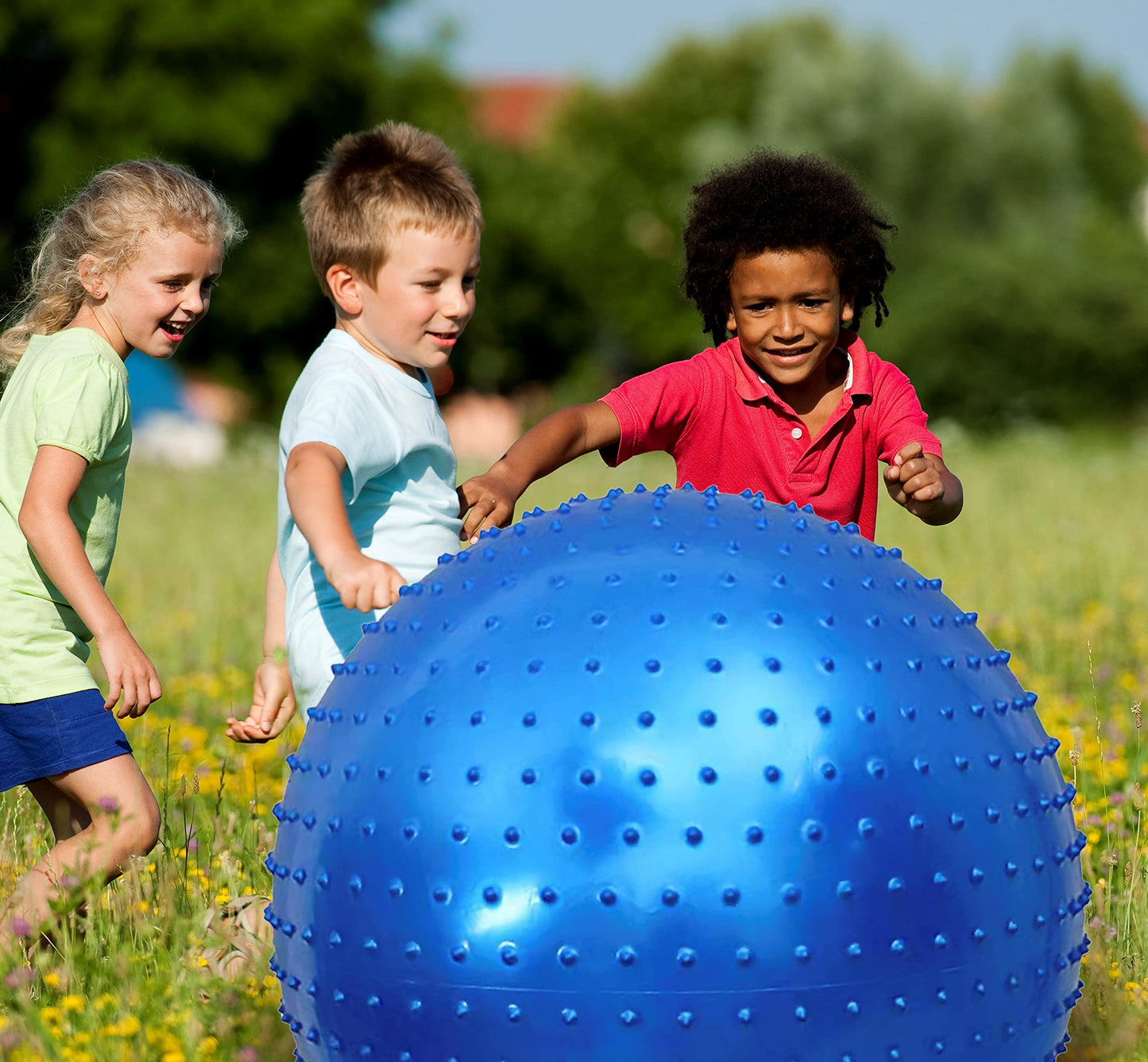 Pelota de Masaje Penepico Hinchable Azul Grande con Picos Táctiles para Niños