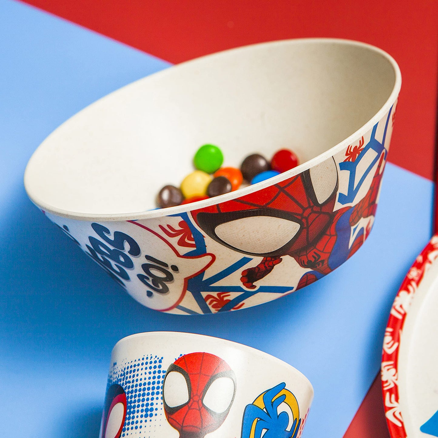 Juego de Vajilla Zak Designs Marvel Spider-Man Rojo Melamina Bambú para Niños (3 Piezas)