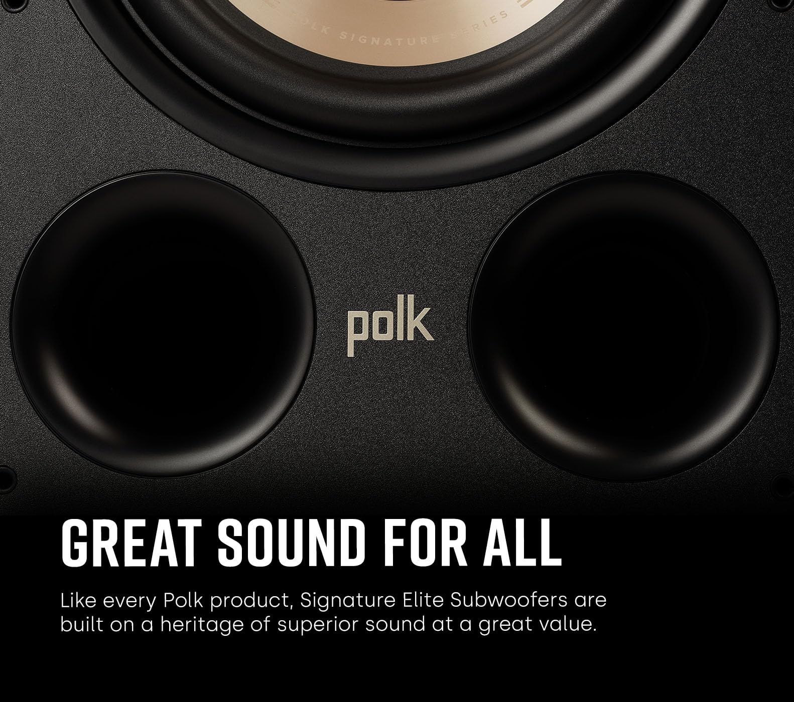 Polk Audio Signature Elite ES10 Subwoofer (Negro), woofer de 10 Pulgadas de Largo Alcance con Cono de polímero Relleno Mineral, Amplificador de Clase D de 200 W, subwoofer de Encendido Frontal,
