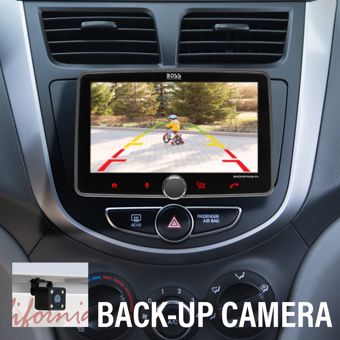 BOSS Audio Systems BVCP9700A-CFL - Sistema estéreo de coche - Apple CarPlay, Android Auto, Din único con visualización táctil de 7 pulgadas, Bluetooth y unidad principal de llamadas, receptor de radio