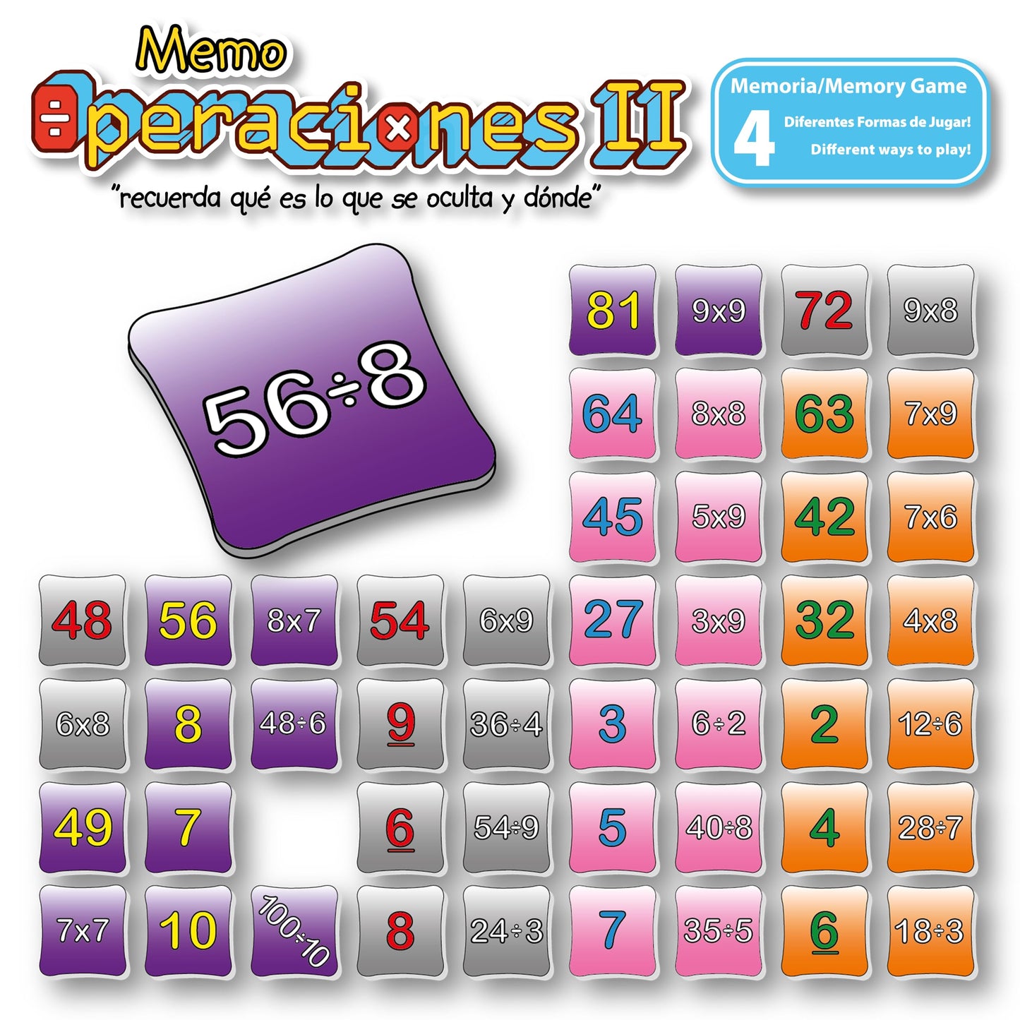 Juego Educativo de Matemáticas Totte Extra Grandes y Gruesas Diseño Infantil Memoria Multiplicación y División