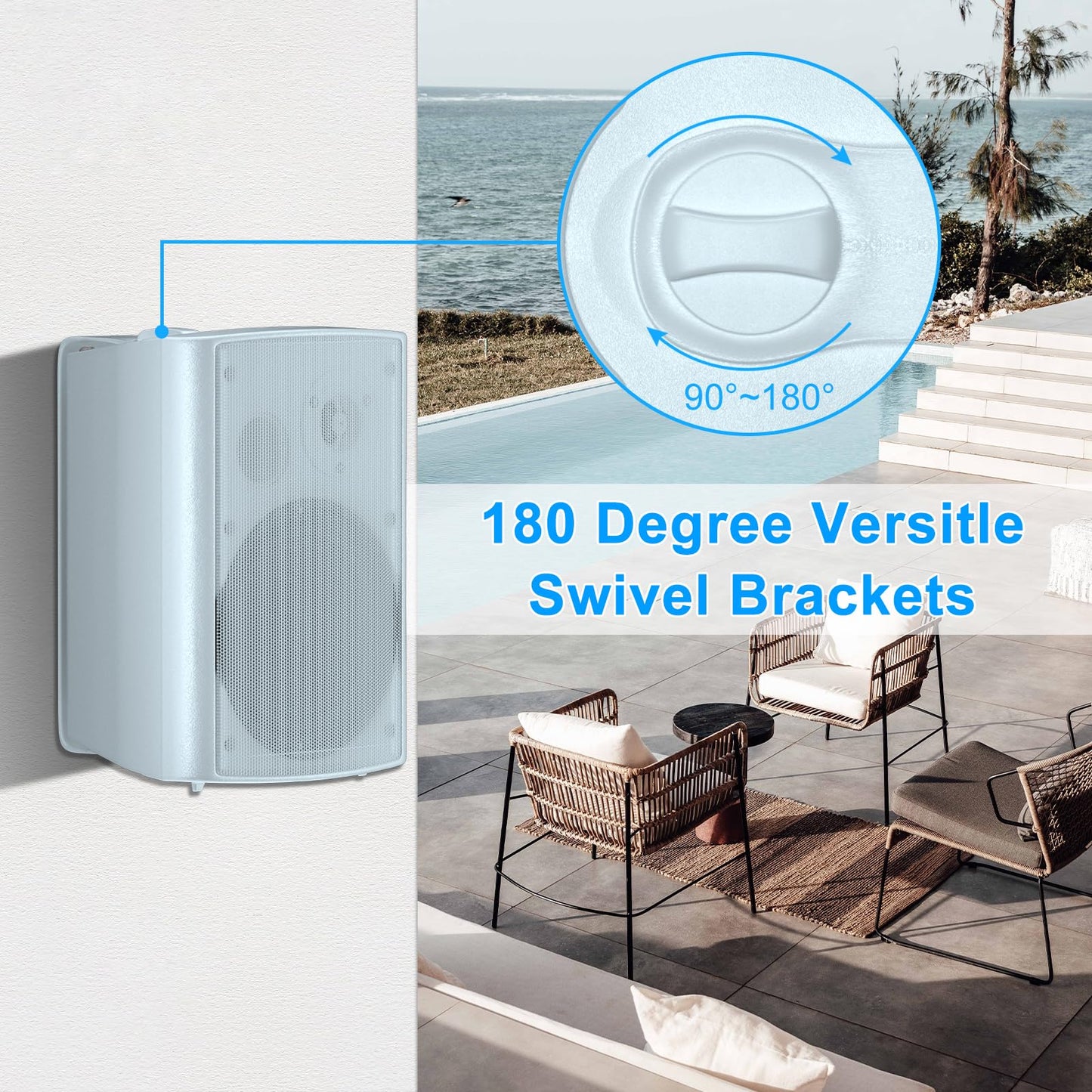 Herdio Bocinas para Exterior,6.5 Pulgadas 400W Altavoces para Exteriores, Resistente al Agua, Adecuado para el hogar, Patio, Terraza,Patio Trasero，Durabilidad en Todo Tipo de Clima (Blanco)