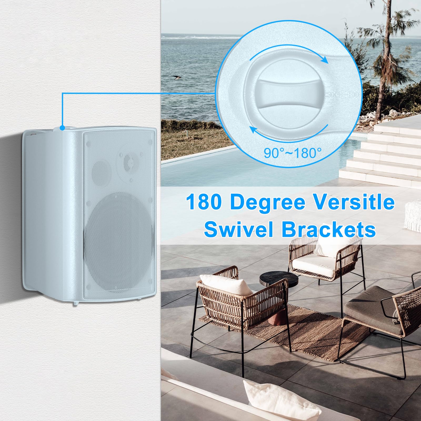 Herdio Bocinas para Exterior,6.5 Pulgadas 400W Altavoces para Exteriores, Resistente al Agua, Adecuado para el hogar, Patio, Terraza,Patio Trasero，Durabilidad en Todo Tipo de Clima (Blanco)