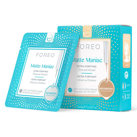 Máscara facial Matte Maniac Advanced Collection 2.0 UFO-Activated | Hidratante facial | Belleza| Hamamelis y carbón | Para todo tipo de piel y piel con manchas | Piel grasa | 6 u. por paq.