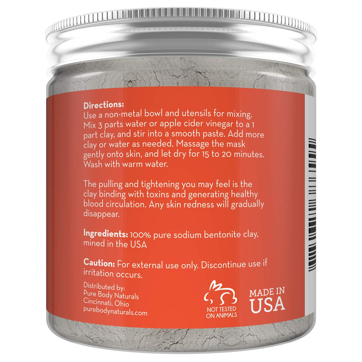 Pure Bentonite Powder for DIY Detox Bath & Face Mask, Pure Indian Healing Clay for Burns, Mastitis, Inflamed or Chapped Skin (8.8 oz) - Pure Body Naturals