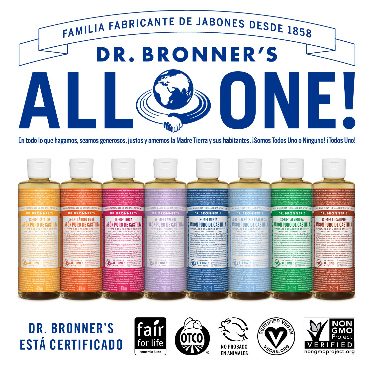 Dr. Bronner's | Jabón de castilla orgánico, ideal para todo el cuerpo, fórmula concentrada, 100% biodegradable - aroma fresco de aceites esenciales de Cítricos 473 ml