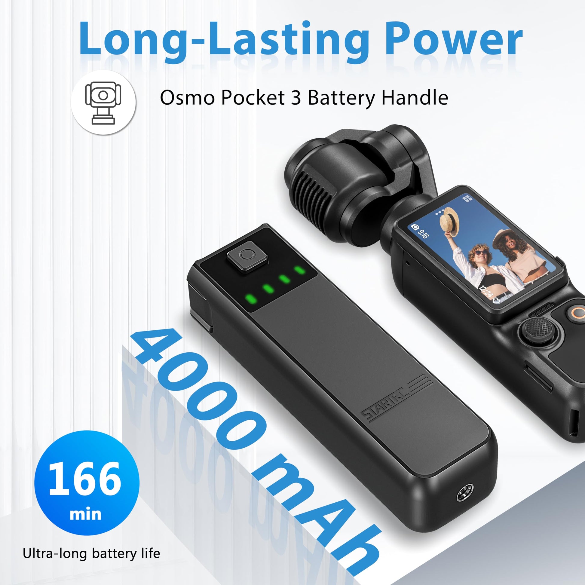 Mango de Batería Tomat Pocket 3 Mango de batería dji Osmo Pocket 3 Combo Creator batería Adicional Mango en Negro