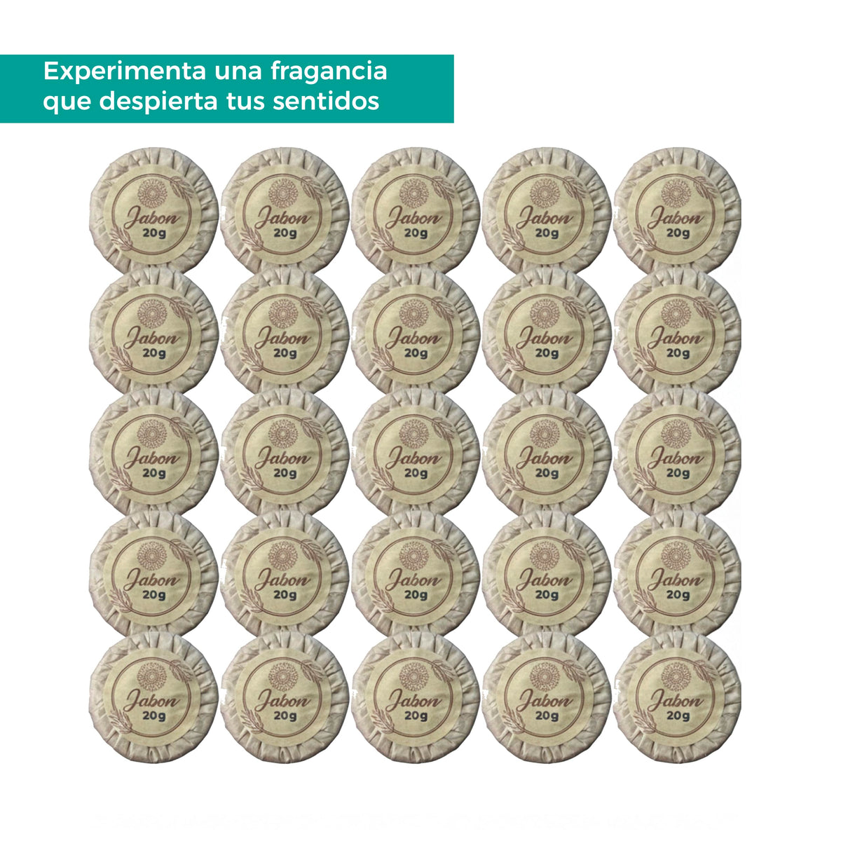 Caja de Jabón Corporal de 20g Con 500 Piezas, Mini Jabones Redondos Relajantes, Ideal Para Hoteles, Airbnb, Posadas, Hospitales, Spa, Jabon de Baño, Jabón Corporal Ecospa (Flora)