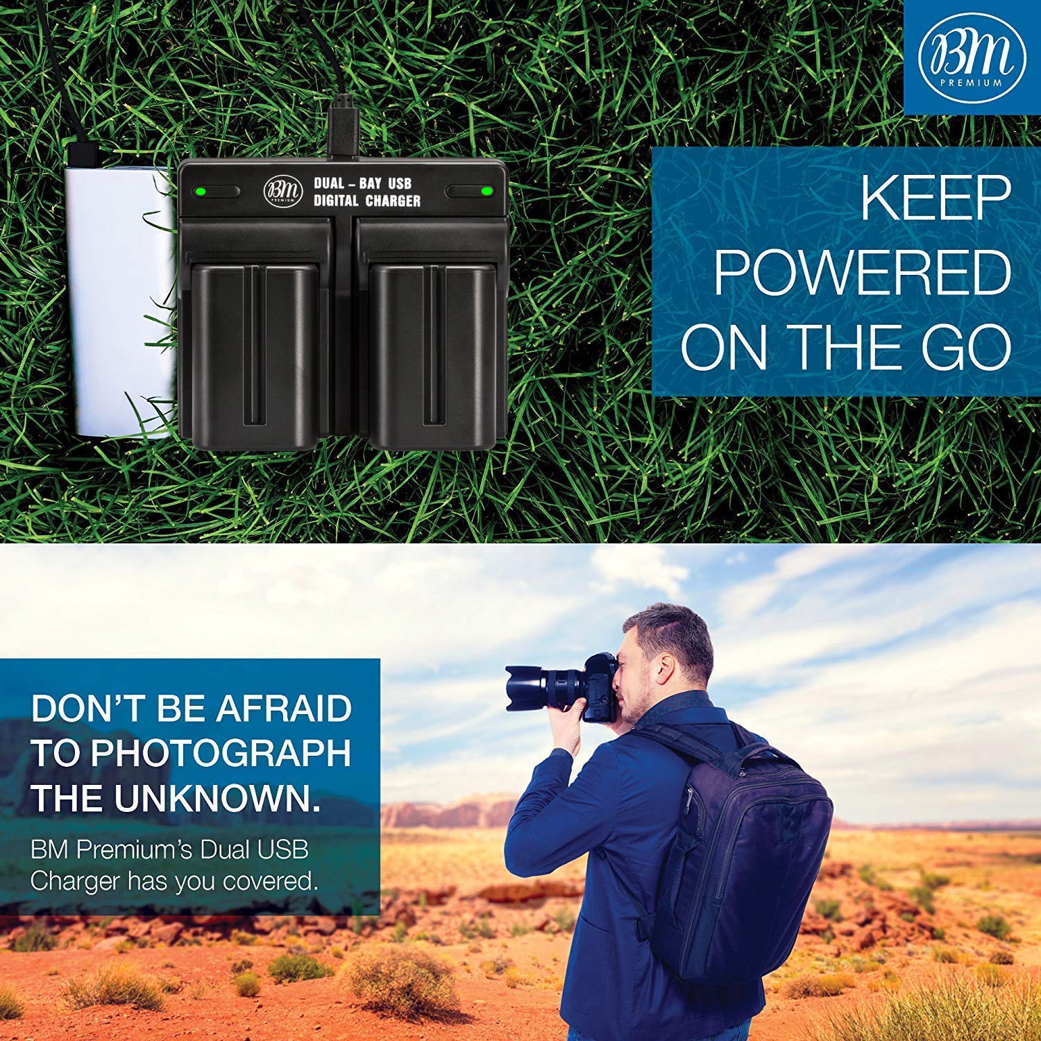 Baterías NP-FM500H y Cargador Dual BM Premium para Cámaras Sony Alpha a68 a77II SLT-A57 A58 A65V A77V A99V A100 A200 A300 A350 A450 A500 A550 A560 A580 A700 A850 SLT-A900 DSLR