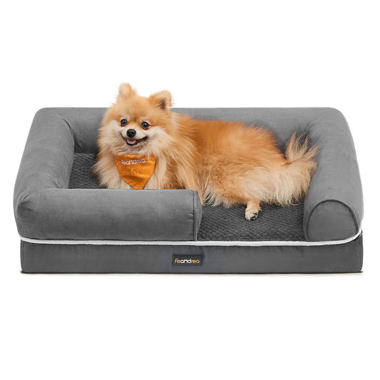 Cama Ortopédica para Perros Feandrea Gris Claro con Funda Extraíble y Lavable
