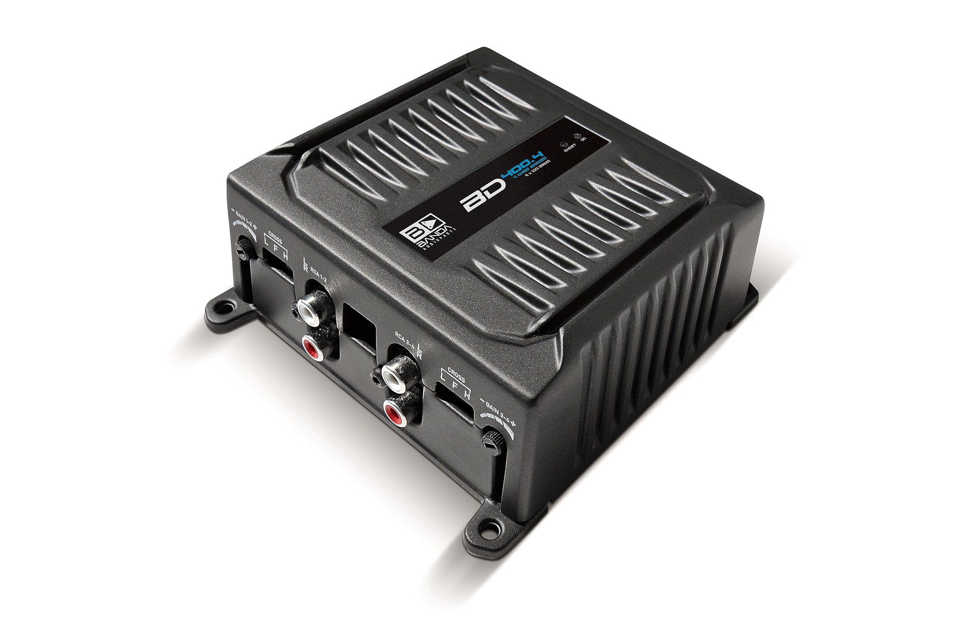Banda Audioparts BD400.4BLACK - Amplificador de Audio para Coche de 4 Canales de 100 W Rms de Rango Completo de 4 ohmios puenteado con filtros de Paso bajo o Alto de Uso Opcional, Color Negro