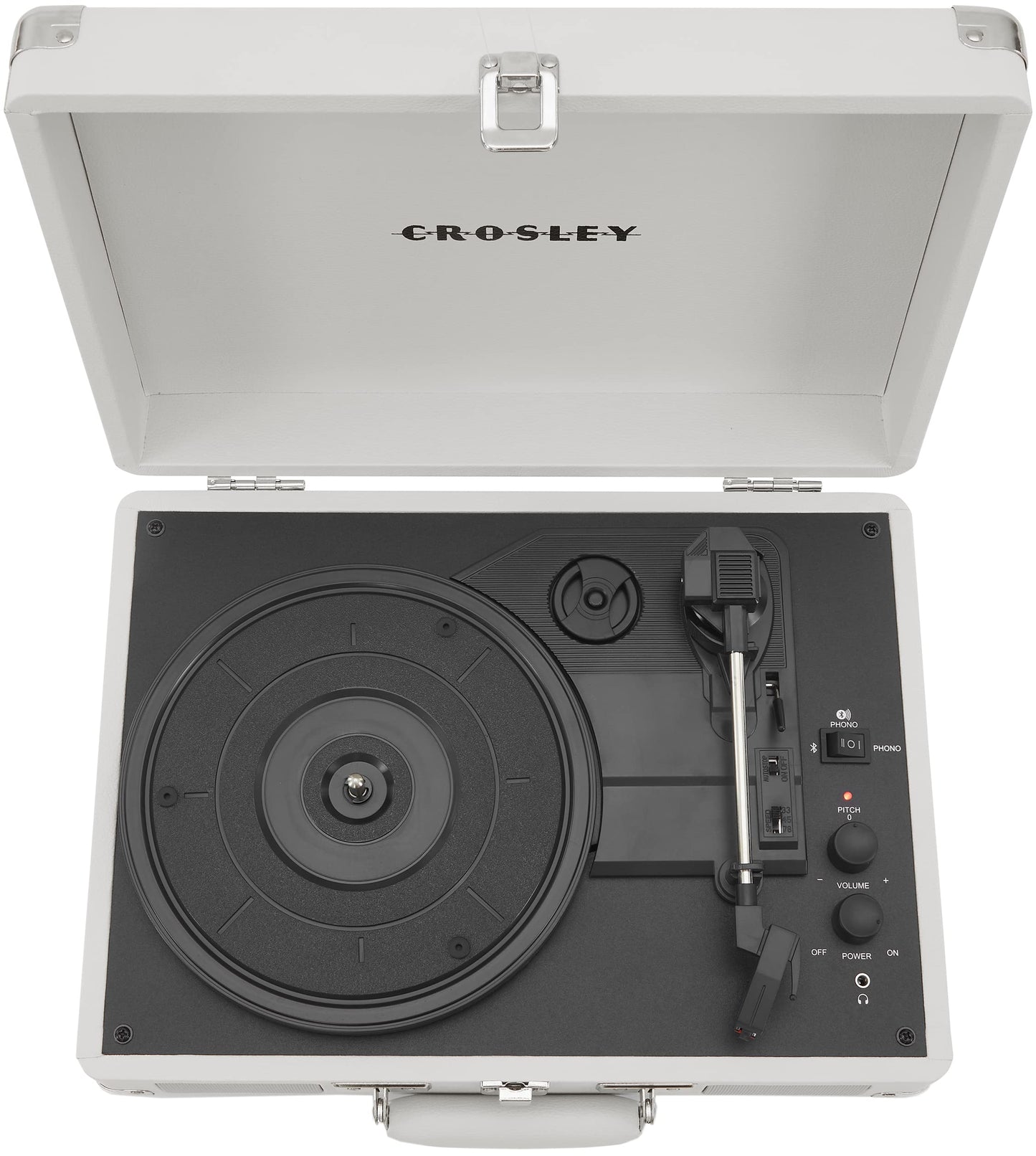 Crosley CR8005F-WS Cruiser Plus Vintage 3-Speed Bluetooth in/out Suitcase Turntable, White Sand