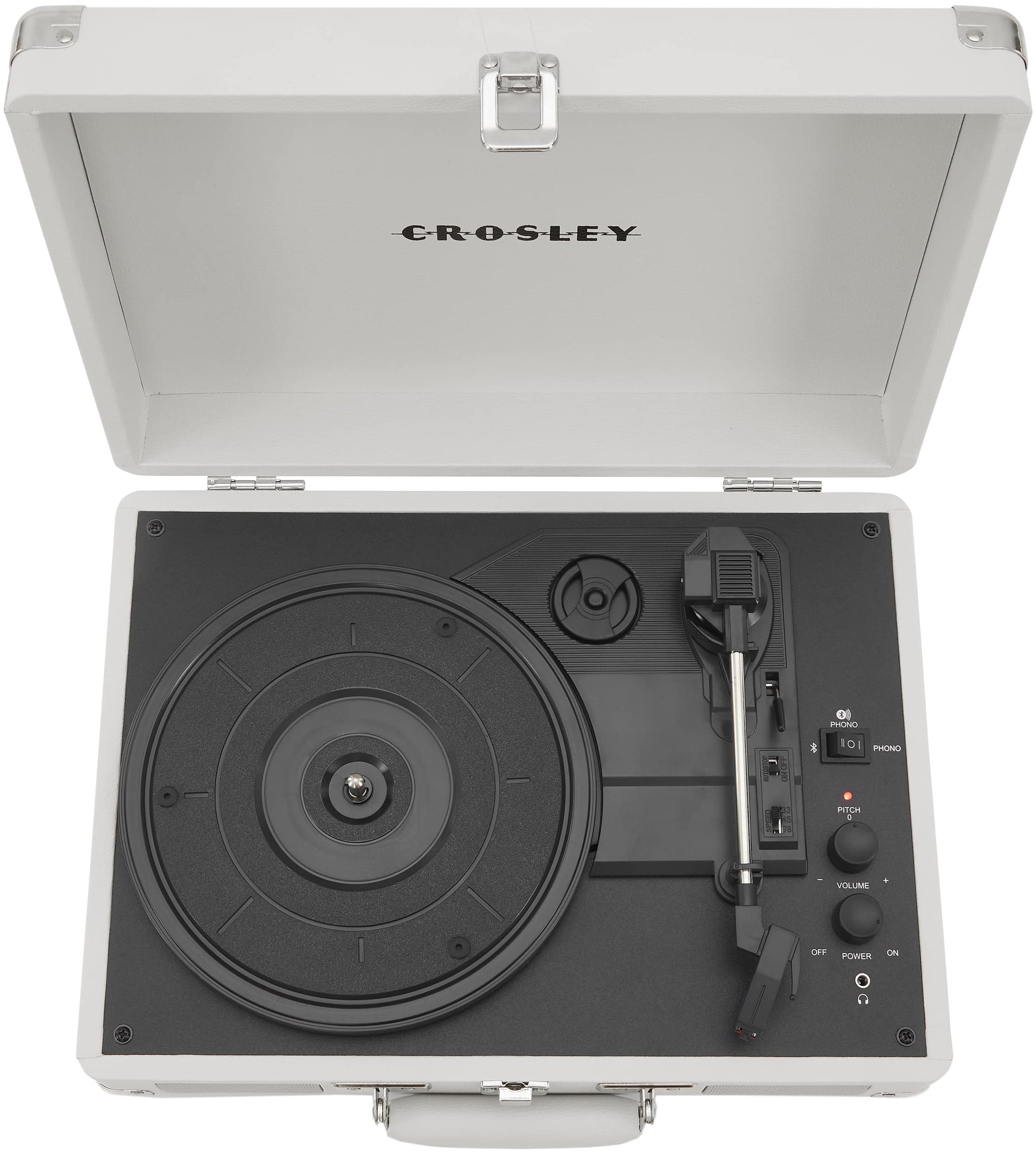 Crosley CR8005F-WS Cruiser Plus Vintage 3-Speed Bluetooth in/out Suitcase Turntable, White Sand