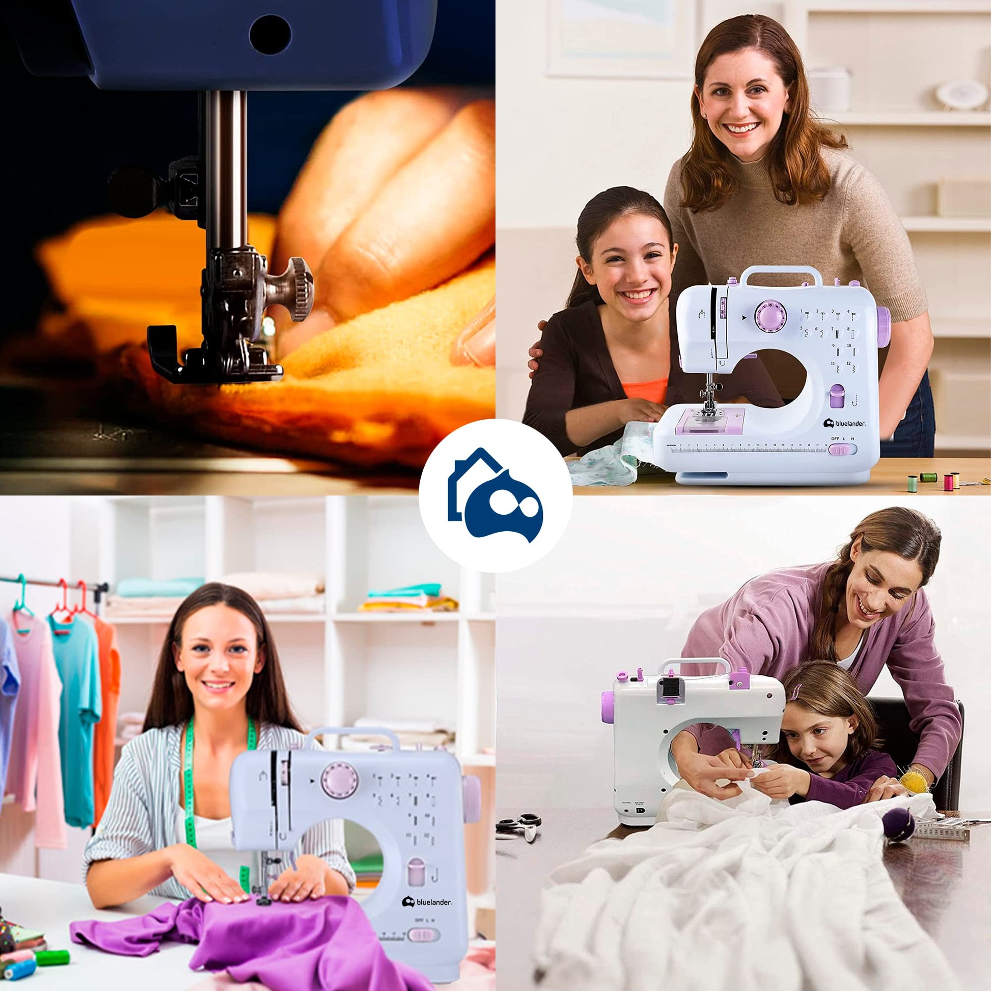 Bluelander Máquina de Coser Eléctrica Mini, Máquina de Coser Portátil con 12 Puntadas y Luz LED, Ideal para Ropa, Fundas de Almohadas y Sábanas, Maquina de Coser, Sewing Machine
