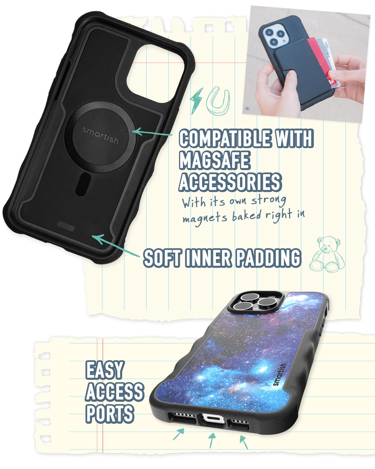 Funda Protectora Smartish iPhone 14 Pro MAX Intergaláctico Compatible con MagSafe Resistente y con Agarre Robusto