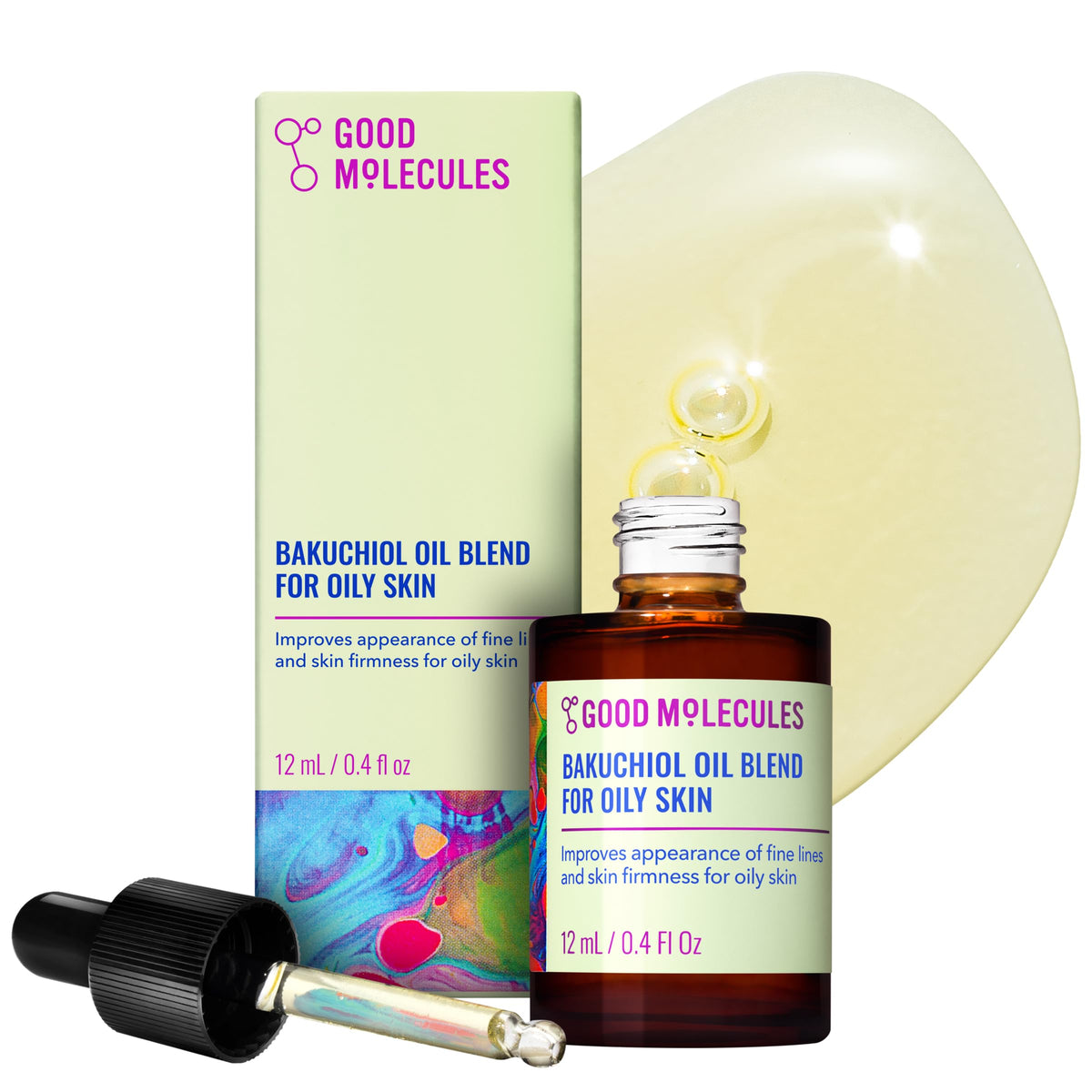 Good Molecules Bakuchiol Oil For Oily Skin 12ml / 0.40oz - Moisturizing, Firming, Anti-Aging, Antioxidant Facial Oil For Wrinkles, Fine Lines - Natural Skin Care For Face with Rosehip and Baobab Oil