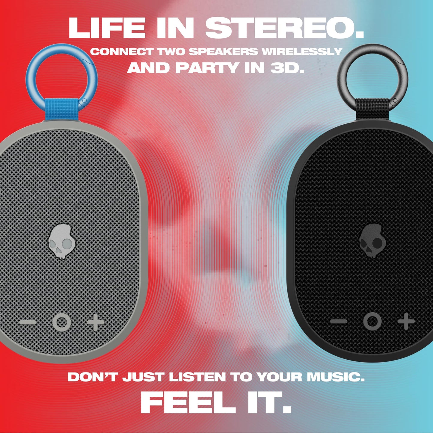 Skullcandy Kilo - Altavoz Bluetooth inalámbrico IPX7 Impermeable Mini Altavoz Bluetooth batería de 24 Horas radiador pasivo de Disparo hacia Abajo y emparejamiento inalámbrico Verdadero 2SKSK1845O0L2