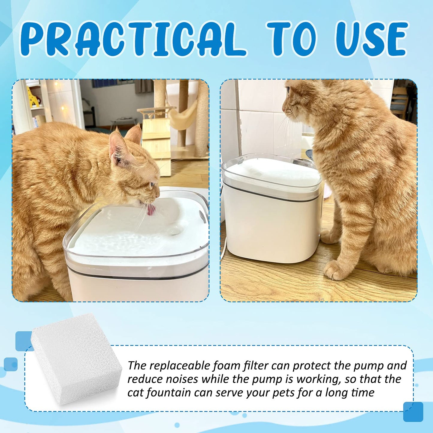 Filtros de Esponja para Mascotas Mudder 64 Onzas Repuesto para Gatos y Perros