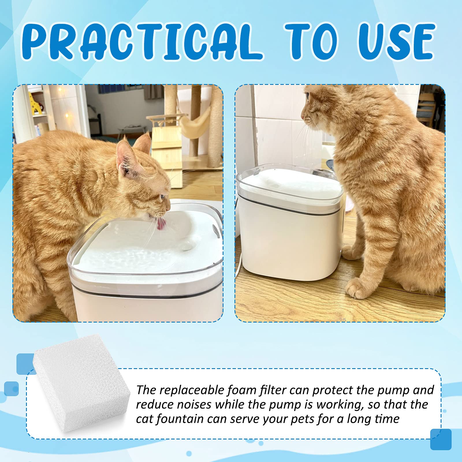 Filtros de Esponja para Mascotas Mudder 64 Onzas Repuesto para Gatos y Perros