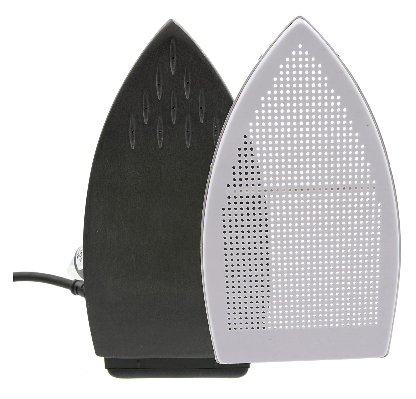 Silver Star ES-90A Plancha de vapor - Botella colgante alimentada por gravedad de 110 voltios, plancha con suela laminada antiadherente, cartucho desmineralizador, soporte de hierro de silicona y