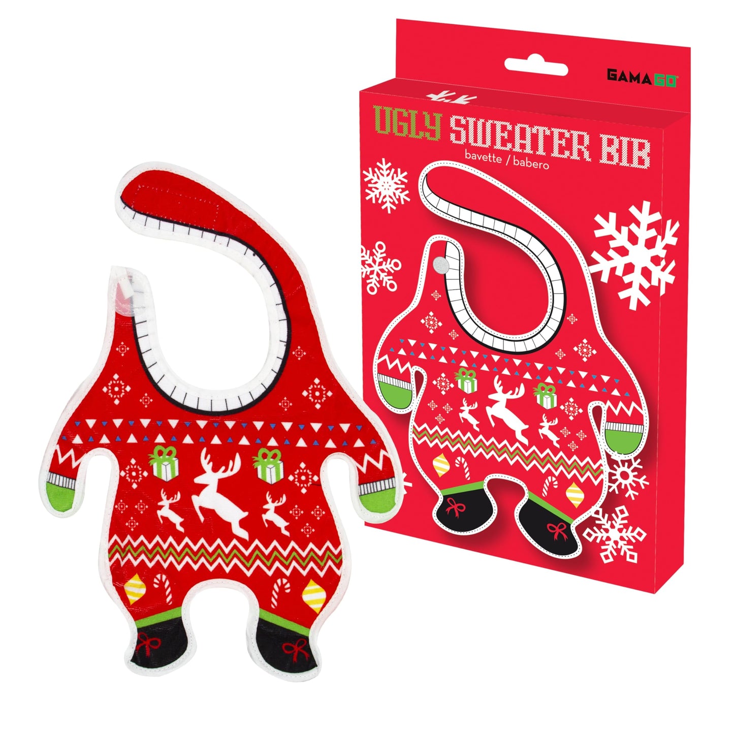 Gamagao - Babero para bebé con suéter navideño (30,5 x 25,4 x 0,25 cm)