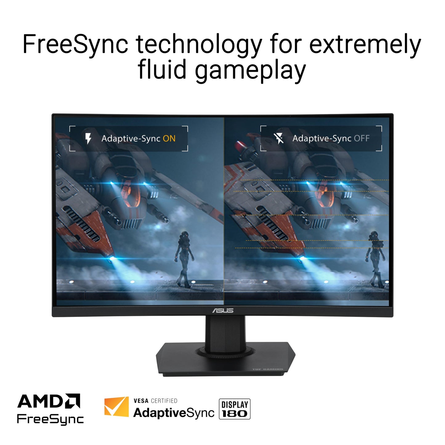 ASUS TUF Gaming Monitor Curvado de 24 Pulgadas (23.6 Pulgadas Visible) - FHD, 180Hz, 1ms, DCI-P3 90%, sincronización Extrema de desenfoque de Movimiento bajo, FreeSync, Mejora de Sombra, Cuidado de