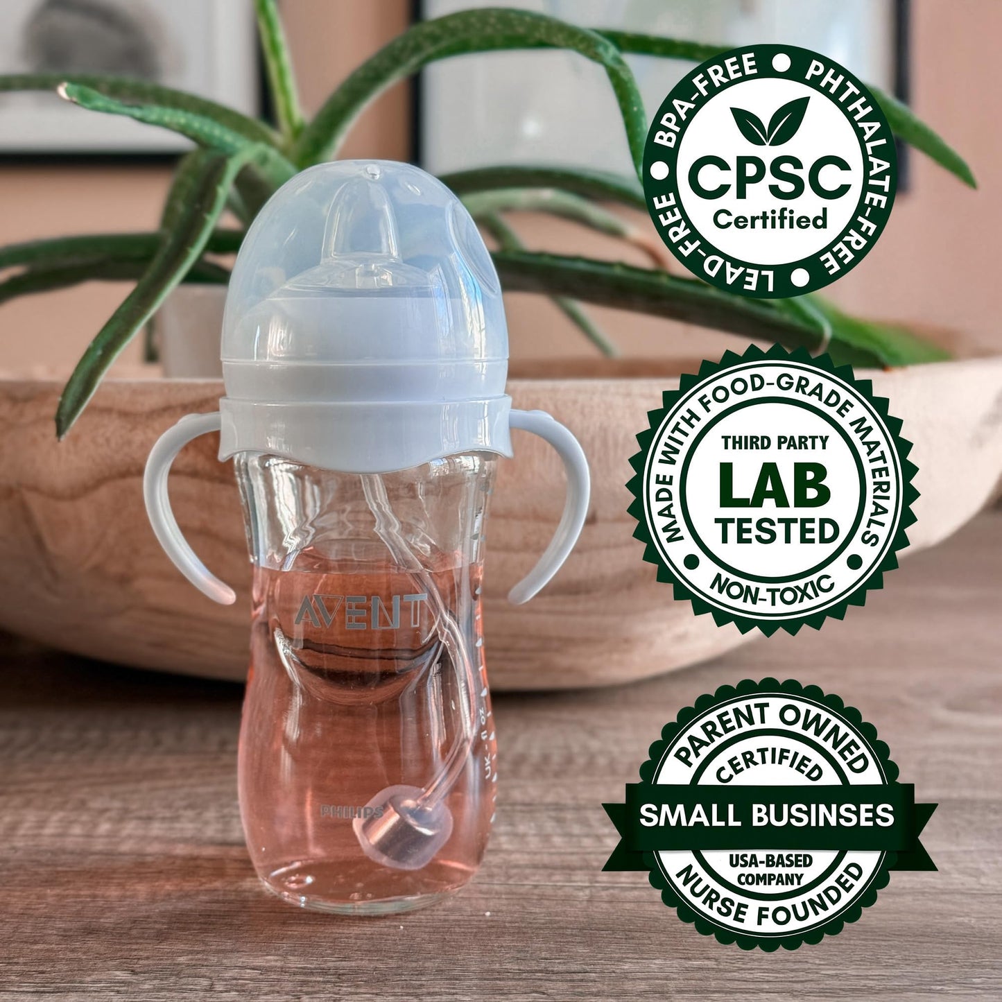 Kit de conversión a vaso entrenador compatible con biberones Philips Avent Natural | 2 unidades | Sin BPA | A prueba de derrames (boquilla tipo sippy)